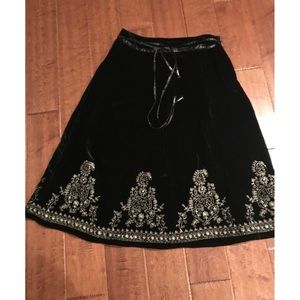 Rare Carole Little Velvet Embroidered Skirt